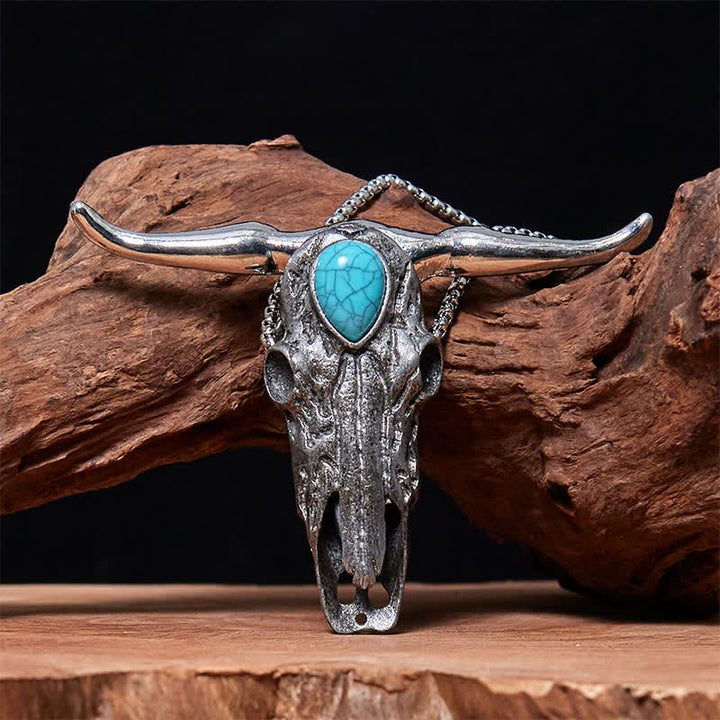 Boucle de ceinture multifonction avec pendentif en forme de crâne de Longhorn turquoise