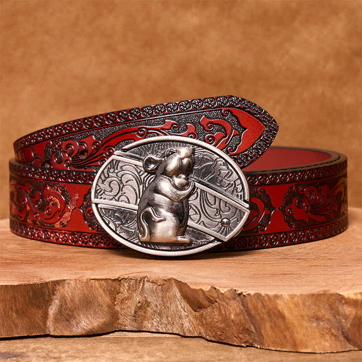 Ceinture en cuir pour homme avec couteau pliant caché en forme de hamster