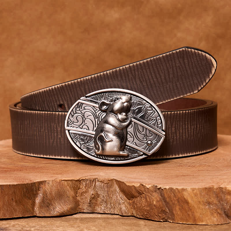 Ceinture en cuir pour homme avec couteau pliant caché en forme de hamster