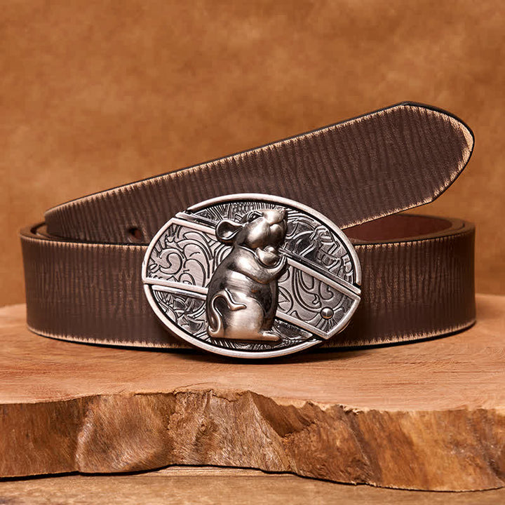 Ceinture en cuir pour homme avec couteau pliant caché en forme de hamster