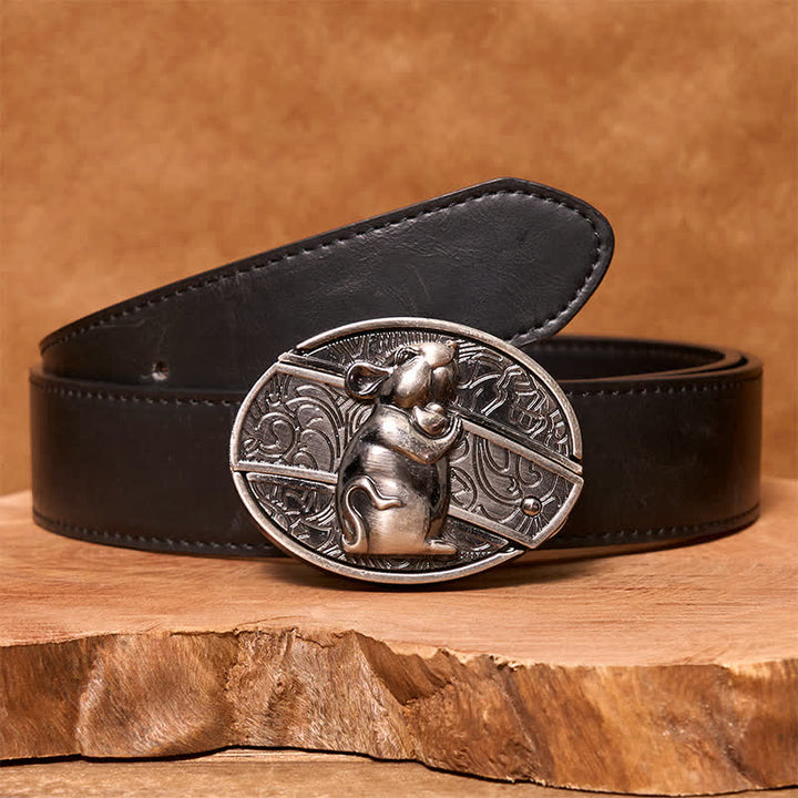 Ceinture en cuir pour homme avec couteau pliant caché en forme de hamster