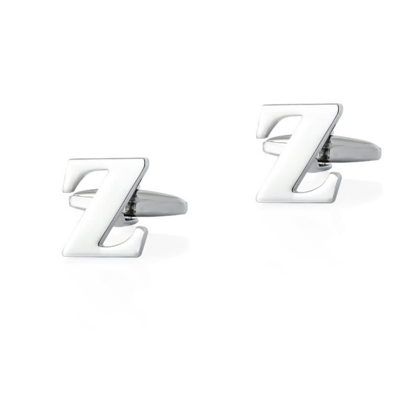 1 paire de boutons de manchette pour homme plaqués argent avec initiale 26