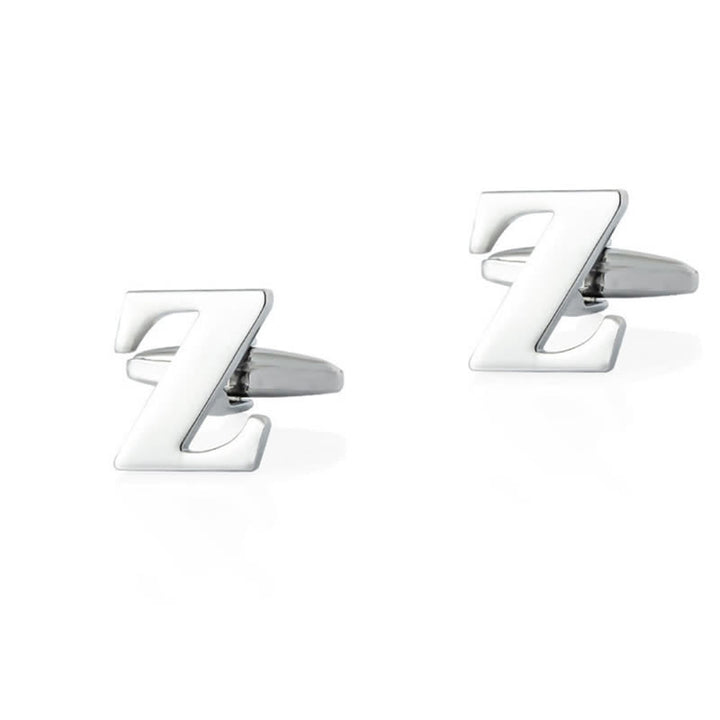 1 paire de boutons de manchette pour homme plaqués argent avec initiale 26