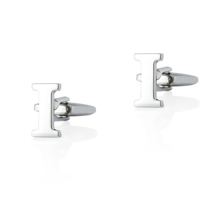 1 paire de boutons de manchette pour homme plaqués argent avec initiale 26 - I - image 9