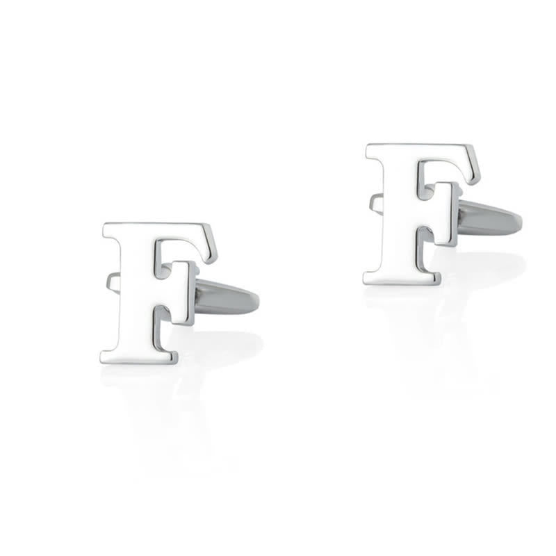 1 paire de boutons de manchette pour homme plaqués argent avec initiale 26