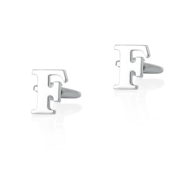 1 paire de boutons de manchette pour homme plaqués argent avec initiale 26