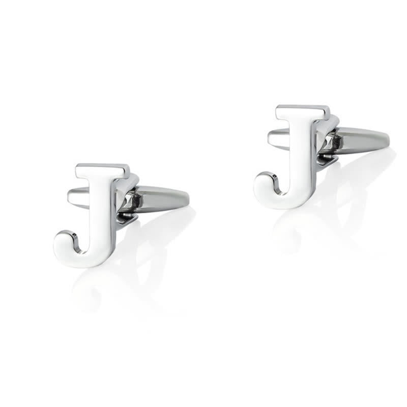 1 paire de boutons de manchette pour homme plaqués argent avec initiale 26 - J - image 10