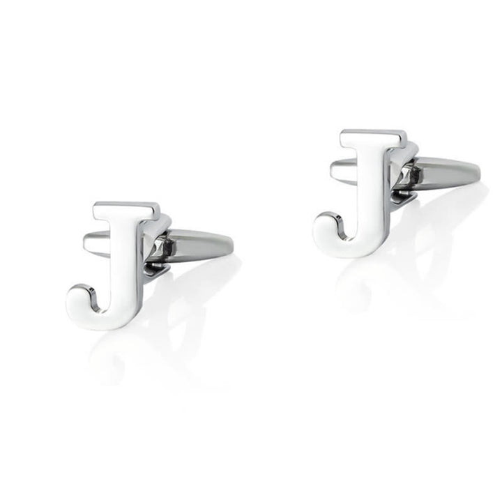 1 paire de boutons de manchette pour homme plaqués argent avec initiale 26 - J - image 10