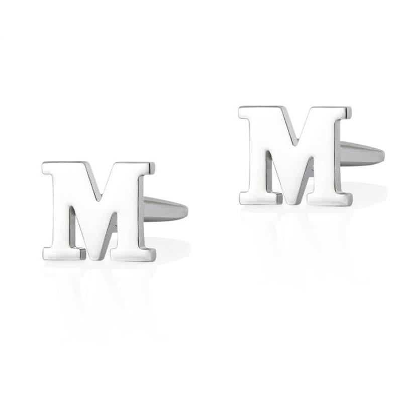 1 paire de boutons de manchette pour homme plaqués argent avec initiale 26