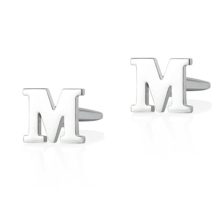 1 paire de boutons de manchette pour homme plaqués argent avec initiale 26