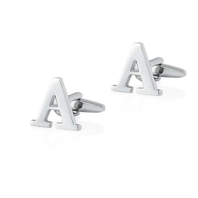 1 paire de boutons de manchette pour homme plaqués argent avec initiale 26 - A - image 0
