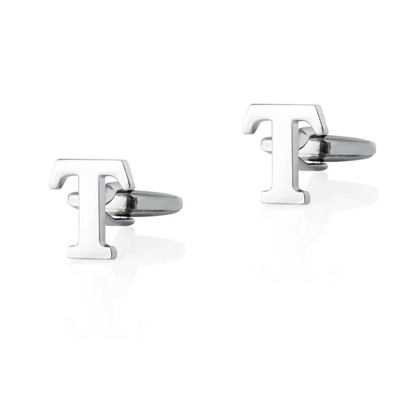 1 paire de boutons de manchette pour homme plaqués argent avec initiale 26 - T - image 20