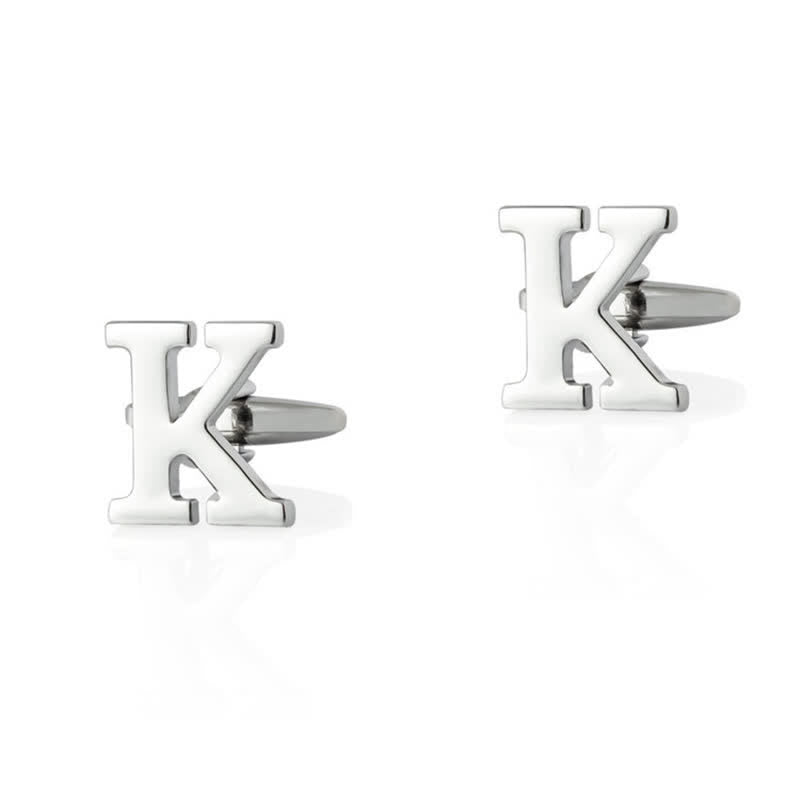 1 paire de boutons de manchette pour homme plaqués argent avec initiale 26 - K - image 11