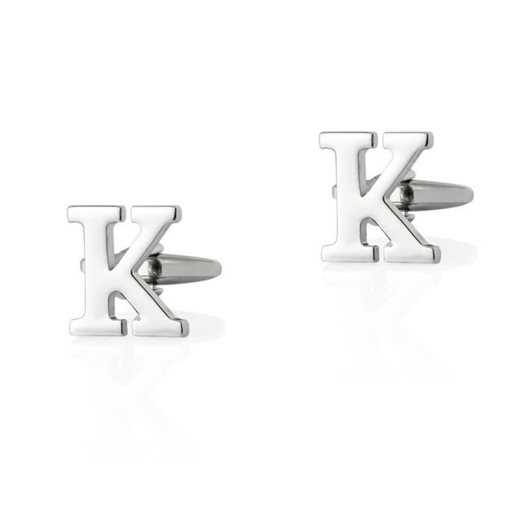 1 paire de boutons de manchette pour homme plaqués argent avec initiale 26 - K - image 11