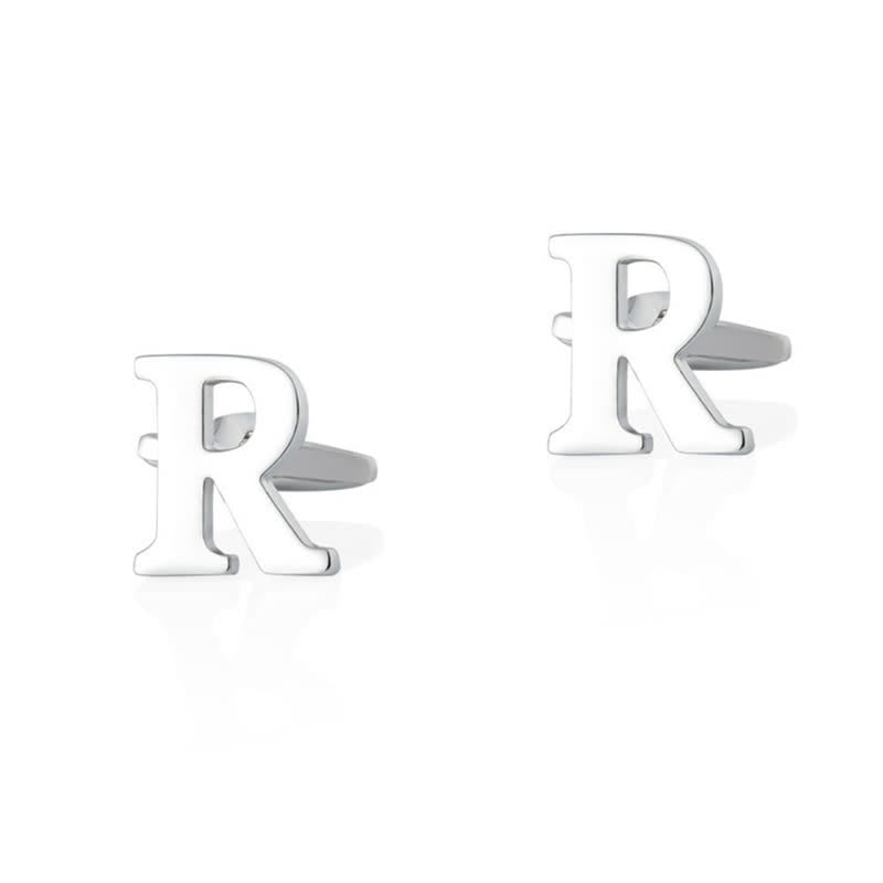 1 paire de boutons de manchette pour homme plaqués argent avec initiale 26