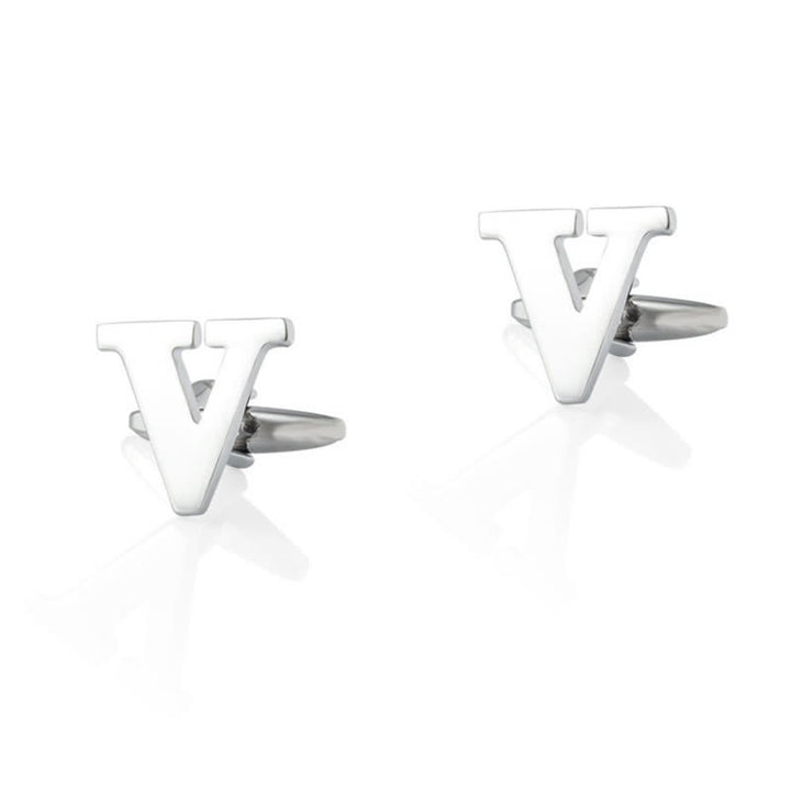 1 paire de boutons de manchette pour homme plaqués argent avec initiale 26 - V - image 22