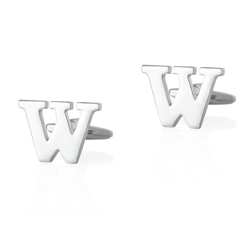 1 paire de boutons de manchette pour homme plaqués argent avec initiale 26