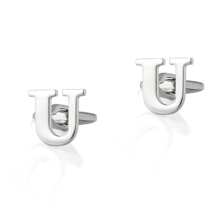 1 paire de boutons de manchette pour homme plaqués argent avec initiale 26