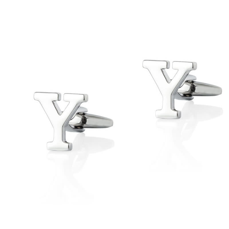 1 paire de boutons de manchette pour homme plaqués argent avec initiale 26