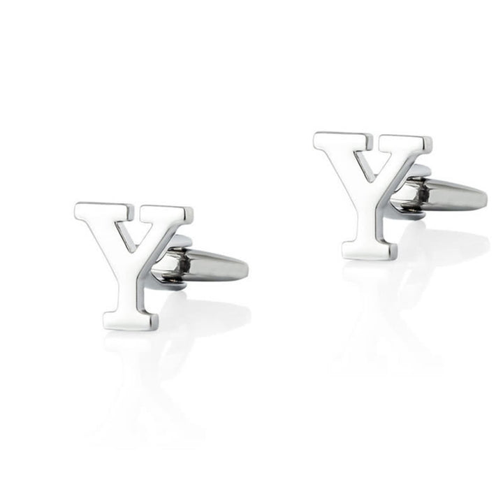 1 paire de boutons de manchette pour homme plaqués argent avec initiale 26