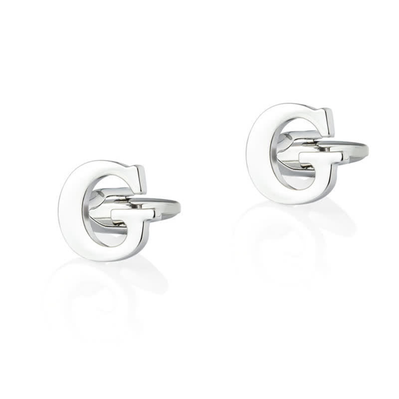 1 paire de boutons de manchette pour homme plaqués argent avec initiale 26 - G - image 7
