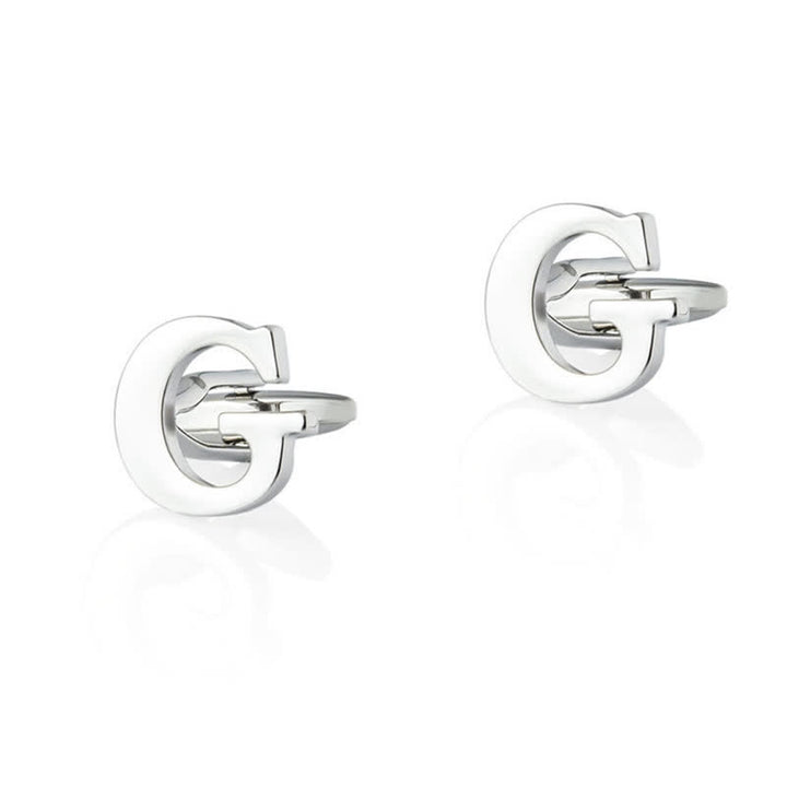 1 paire de boutons de manchette pour homme plaqués argent avec initiale 26 - G - image 7