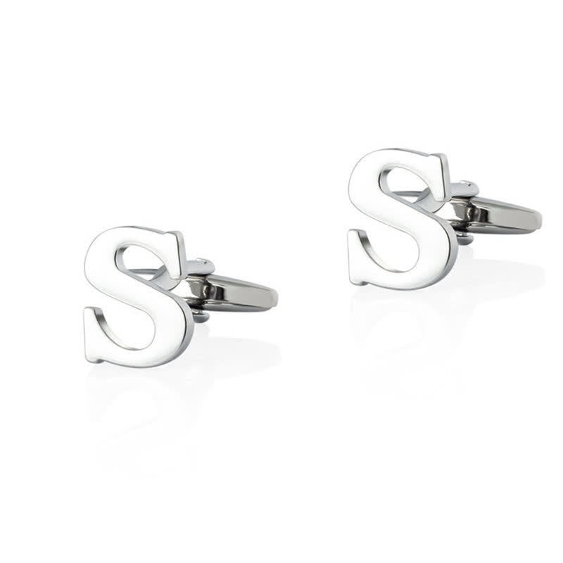 1 paire de boutons de manchette pour homme plaqués argent avec initiale 26 - S - image 19