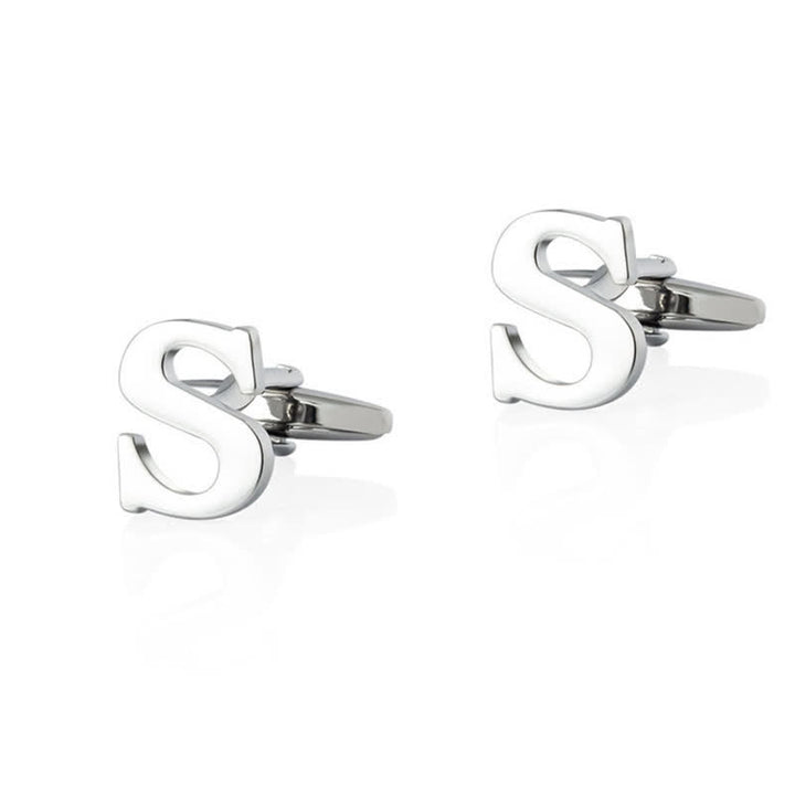 1 paire de boutons de manchette pour homme plaqués argent avec initiale 26 - S - image 19