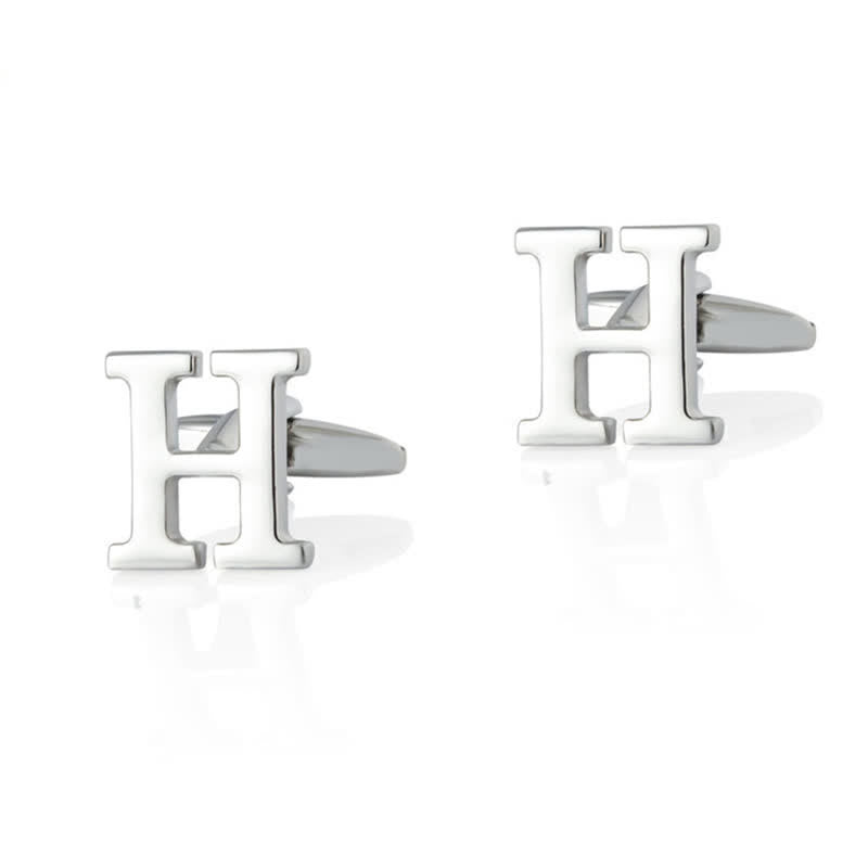 1 paire de boutons de manchette pour homme plaqués argent avec initiale 26 - H - image 8