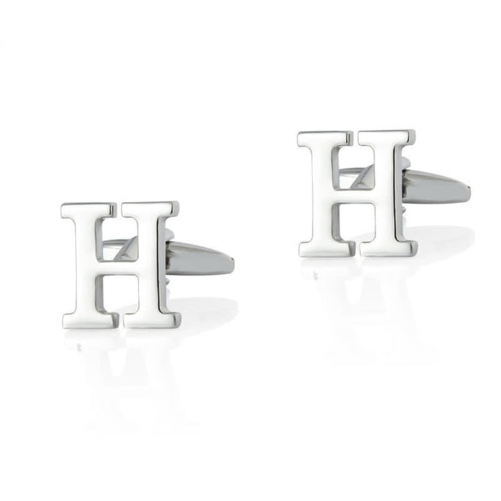 1 paire de boutons de manchette pour homme plaqués argent avec initiale 26 - H - image 8