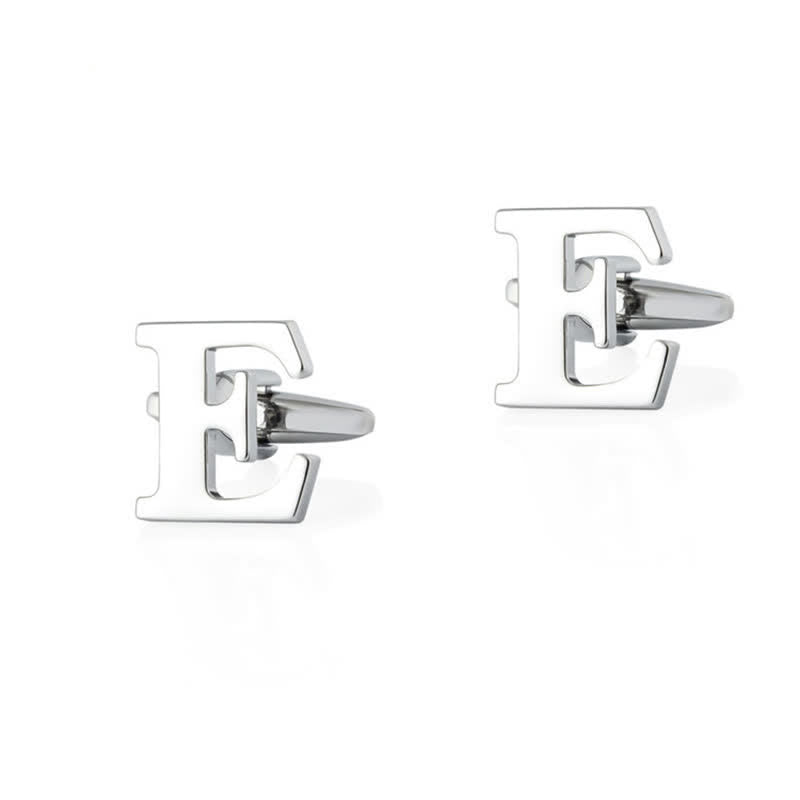 1 paire de boutons de manchette pour homme plaqués argent avec initiale 26
