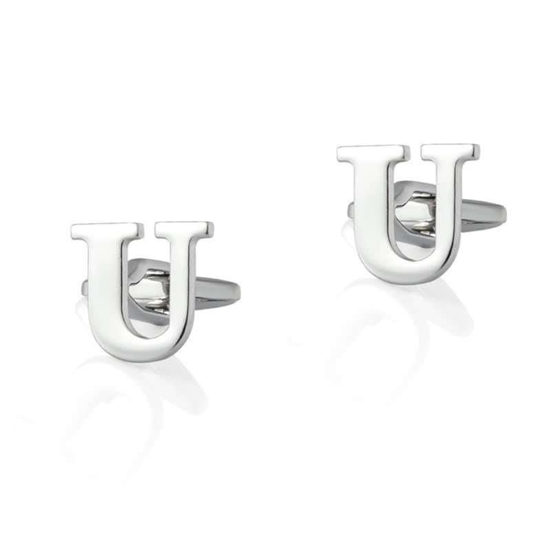 1 paire de boutons de manchette pour homme plaqués argent avec initiale 26 - U - image 21