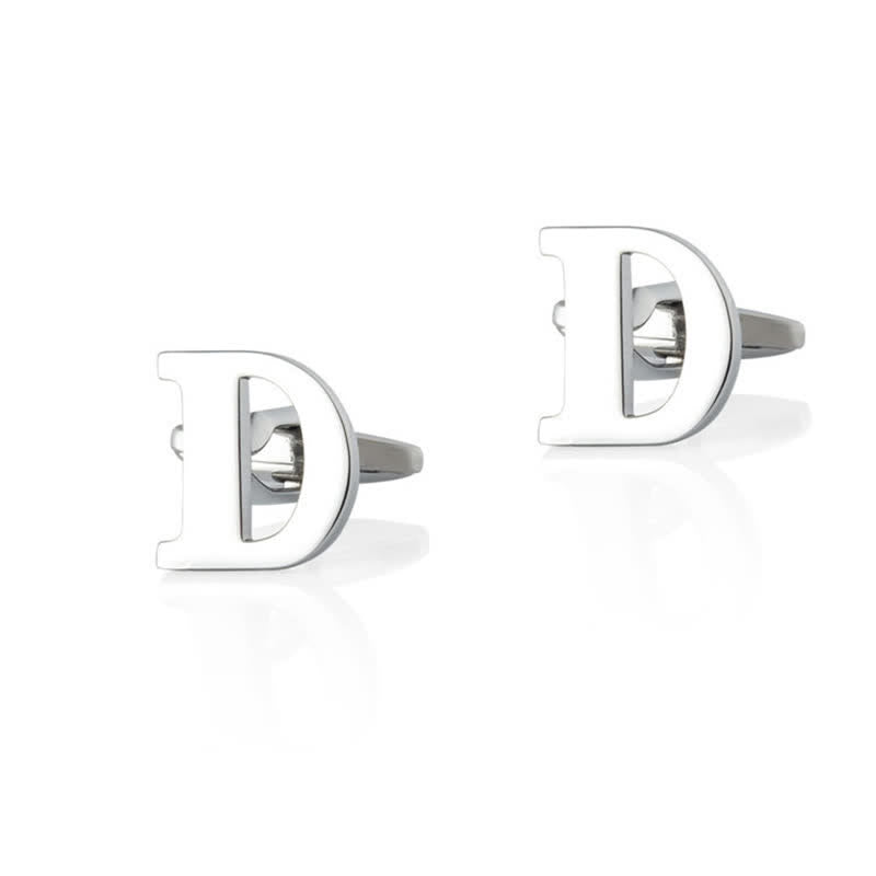 1 paire de boutons de manchette pour homme plaqués argent avec initiale 26