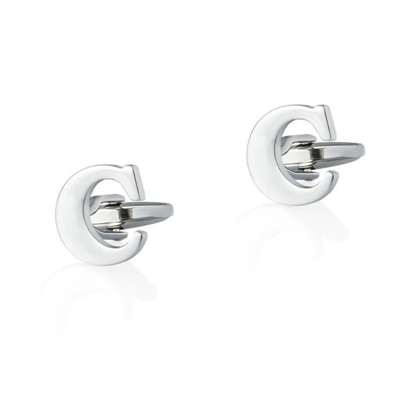 1 paire de boutons de manchette pour homme plaqués argent avec initiale 26 - C - image 3