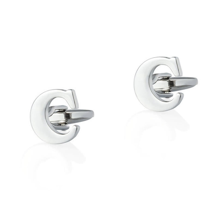 1 paire de boutons de manchette pour homme plaqués argent avec initiale 26 - C - image 3