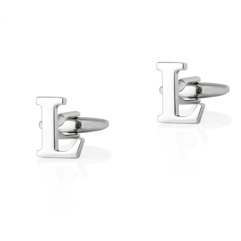 1 paire de boutons de manchette pour homme plaqués argent avec initiale 26 - L - image 12