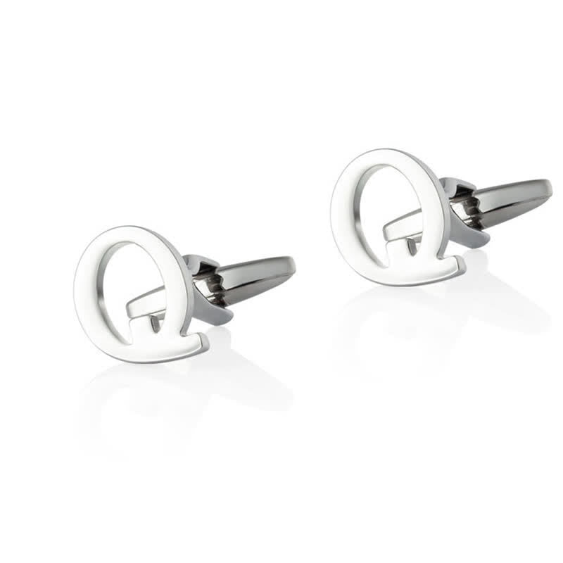 1 paire de boutons de manchette pour homme plaqués argent avec initiale 26