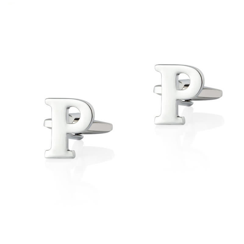 1 paire de boutons de manchette pour homme plaqués argent avec initiale 26