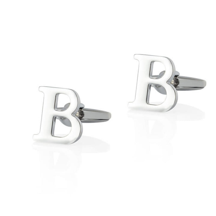 1 paire de boutons de manchette pour homme plaqués argent avec initiale 26 - B - image 2