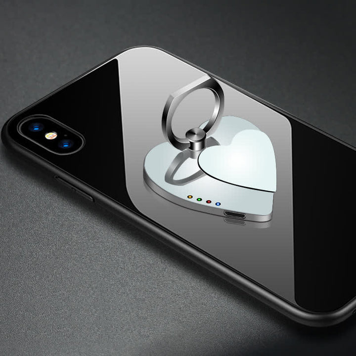 Anneau de support de téléphone en forme de cœur avec boucle et briquet électrique rechargeable