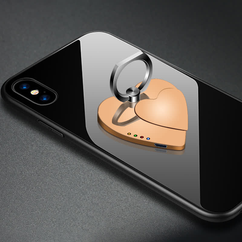 Anneau de support de téléphone en forme de cœur avec boucle et briquet électrique rechargeable