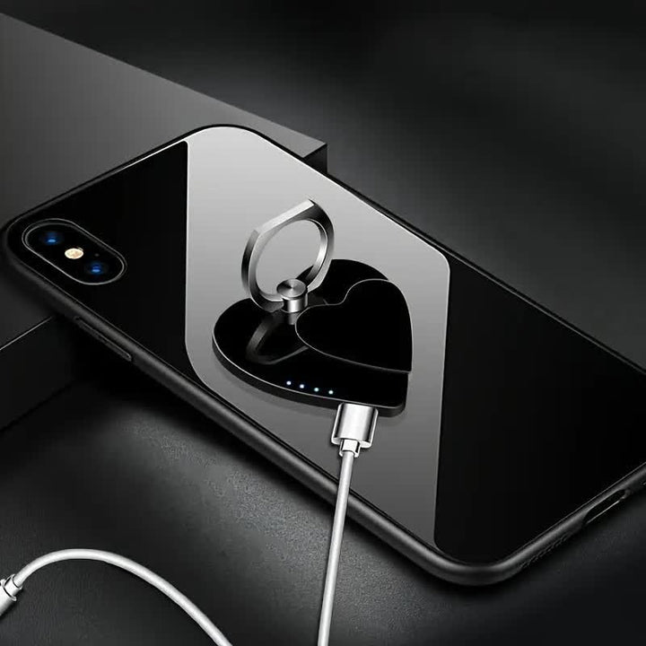 Anneau de support de téléphone en forme de cœur avec boucle et briquet électrique rechargeable