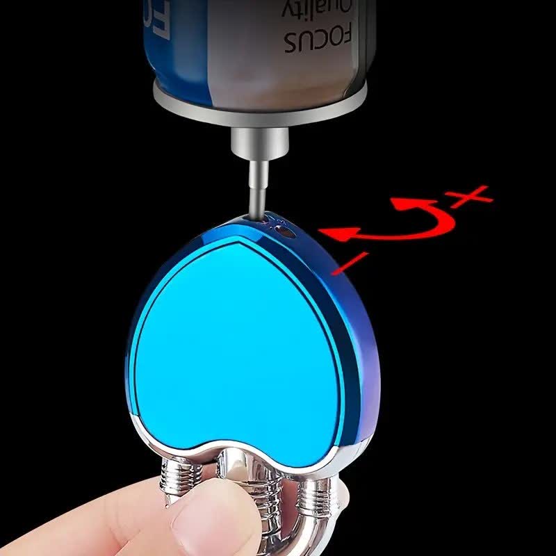 Briquet au butane rechargeable à flamme unique en forme de cœur et de serrure