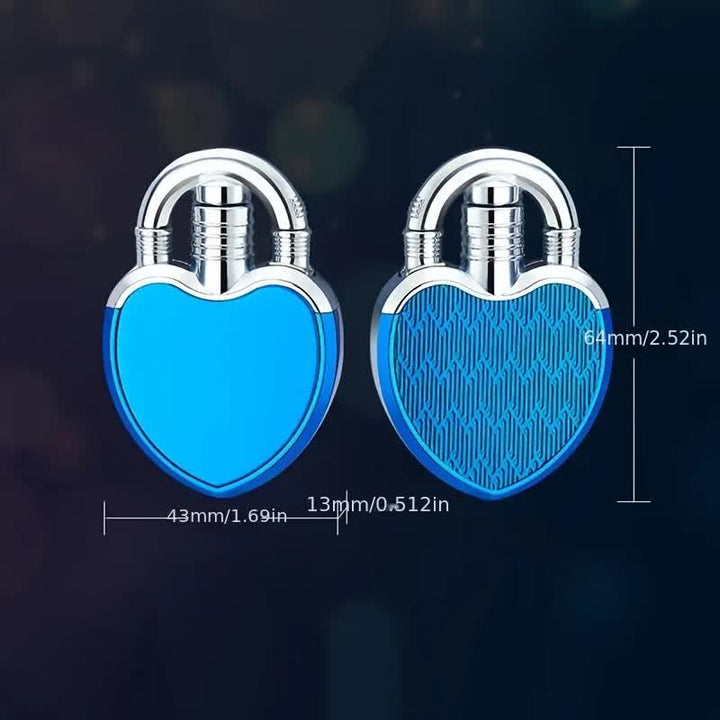 Briquet au butane rechargeable à flamme unique en forme de cœur et de serrure
