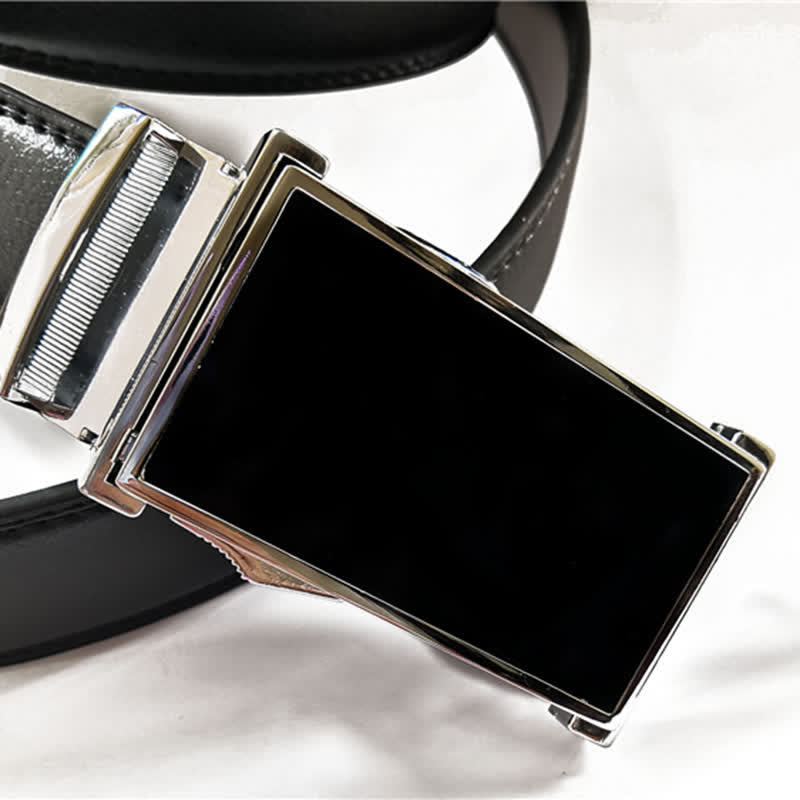 Ceinture fonctionnelle en cuir noir avec boucle automatique et briquet