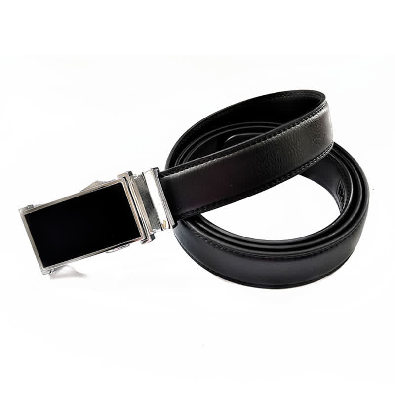 Ceinture fonctionnelle en cuir noir avec boucle automatique et briquet