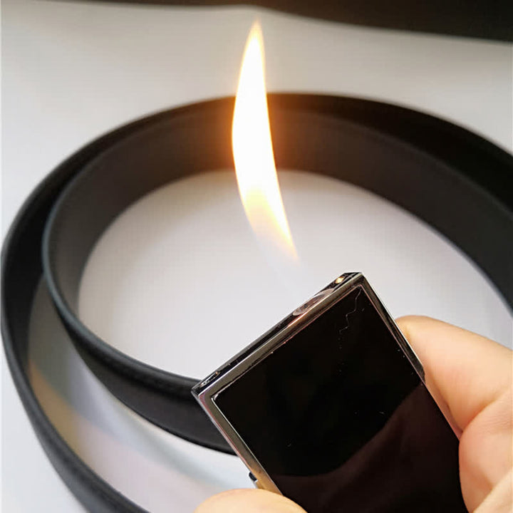 Ceinture fonctionnelle en cuir noir avec boucle automatique et briquet