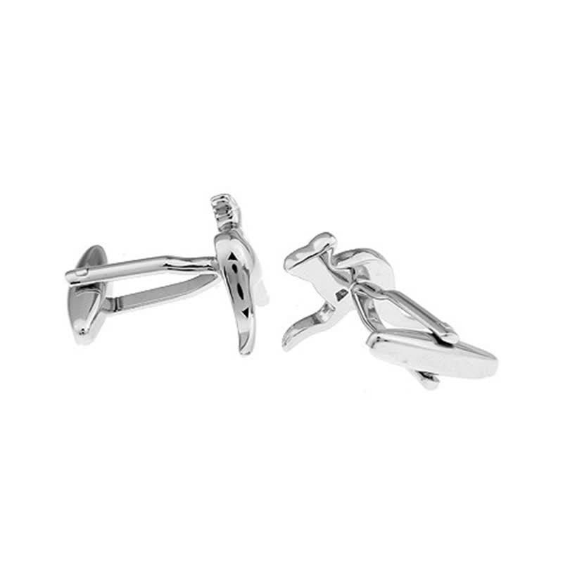 Paire de boutons de manchette argentés pour homme, motif kangourou mignon - image 2