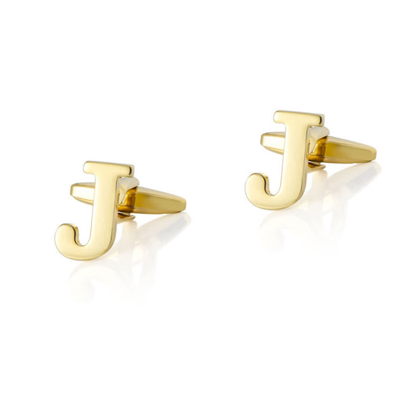 1 paire de boutons de manchette pour homme plaqués or avec initiale 26