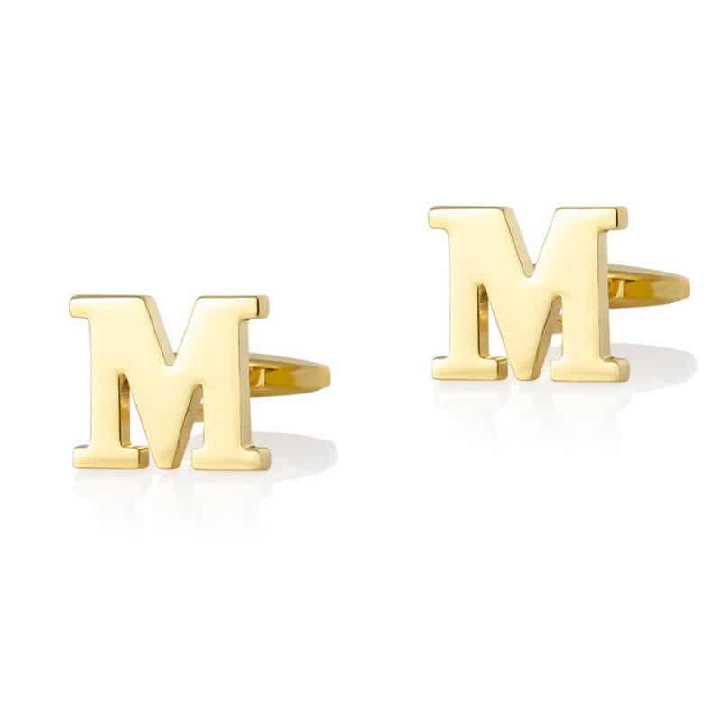 1 paire de boutons de manchette pour homme plaqués or avec initiale 26
